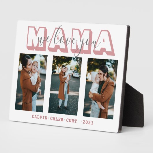 母シンプルママ愛する3写真のギフトプラーク フォトプラーク (側面)