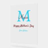 母シンプルミニマル日ブルー・モノグラム・ピンク・ナム アクリルサイン (傾斜)