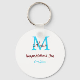 母シンプルミニマル日ブルー・モノグラム・ピンク・ナム キーホルダー