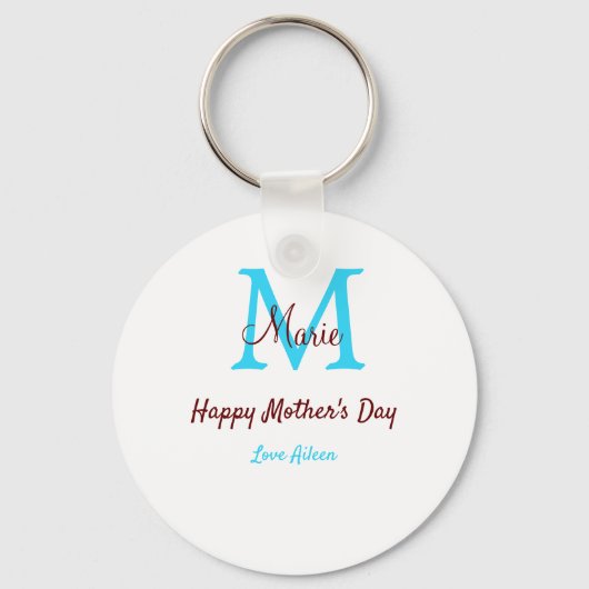母シンプルミニマル日ブルー・モノグラム・ピンク・ナム キーホルダー (正面)