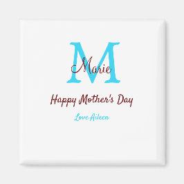 母シンプルミニマル日ブルー・モノグラム・ピンク・ナム マグネット