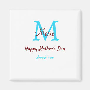 母シンプルミニマル日ブルー・モノグラム・ピンク・ナム マグネット