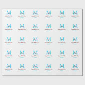 母シンプルミニマル日ブルー・モノグラム・ピンク・ナム ラッピングペーパー (フラット)