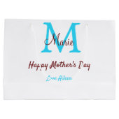 母シンプルミニマル日ブルー・モノグラム・ピンク・ナム ラージペーパーバッグ (裏面)