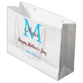 母シンプルミニマル日ブルー・モノグラム・ピンク・ナム ラージペーパーバッグ (正面アングル)