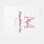 母シンプルミニマル日モノグラムのピンクの名前テックス フリースブランケット (正面(横))