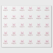 母シンプルミニマル日モノグラムのピンクの名前テックス ラッピングペーパー (フラット)