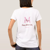母シンプルミニマル日モノグラムのピンクの名前テックス Tシャツ (裏面)