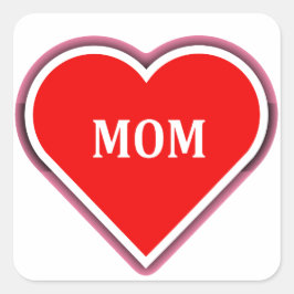 母シンプル赤いハート スクエアシール