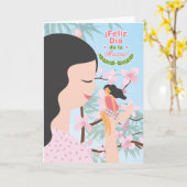 母スペインのの日のさくらんぼが母と子を咲かせる カード (黄色い花)