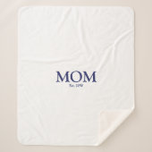 母ネイビーブルー白カスタム色定日かわいい シェルパブランケット (正面)