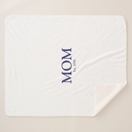 母ネイビーブルー白カスタム色定日かわいい シェルパブランケット (正面(横))