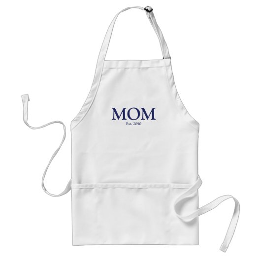 母ネイビーブルー白カスタム色定日かわいい スタンダードエプロン (正面)