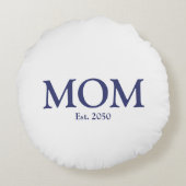 母ネイビーブルー白カスタム色定日かわいい ラウンドクッション (裏面)