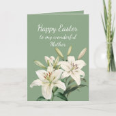 母ハッピーイースター白いイースターリリーの花 シーズンカード (正面)