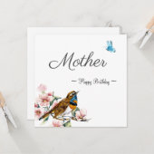 母ハッピーバースデー鳥ヴィンテージフローラカード カード (正面/裏面インサイチュ)