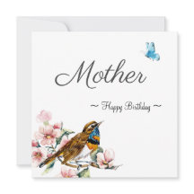母ハッピーバースデー鳥ヴィンテージフローラカード