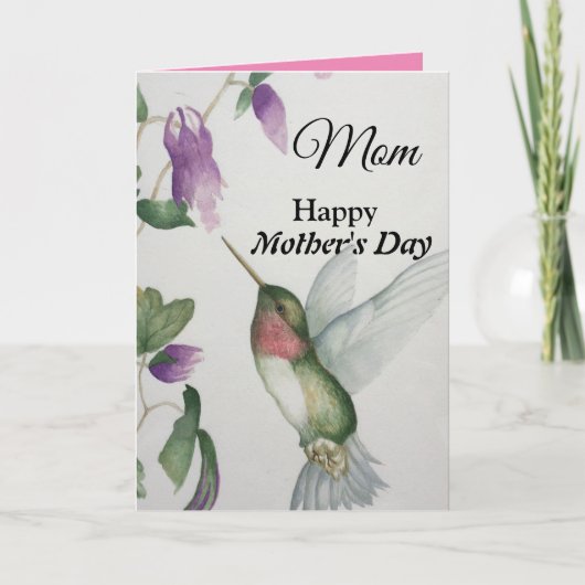 母ハッピーマザーズデイかわいらしハミングバード カード (正面)