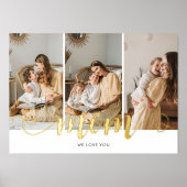 母ハート書道3写真白 箔ポスター (正面)