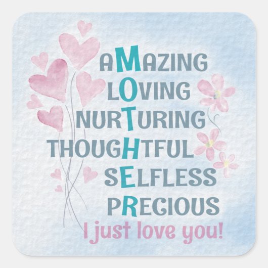 母ハート スクエアシール (正面)