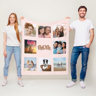 母バラ金ゴールド赤面写真コラージュ母 フリースブランケット