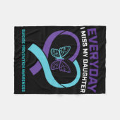 母パパ恋しく思娘自殺認識度予防 フリースブランケット (正面(横))