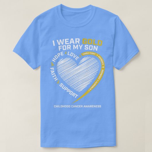母パパ私の息子の衣服金ゴールド小児癌Aw Tシャツ (デザイン正面)