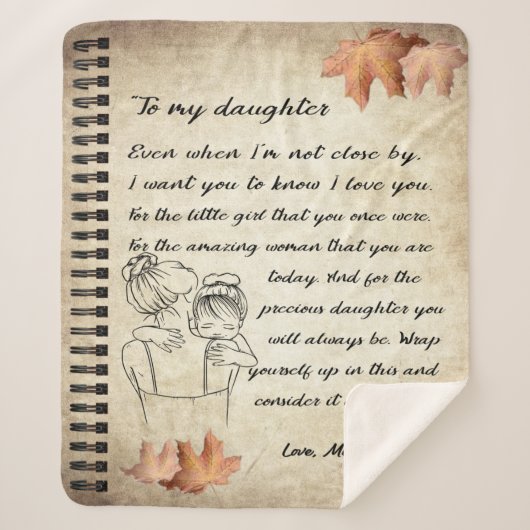 母パーソナライズされたからの娘への手紙 シェルパブランケット (正面)