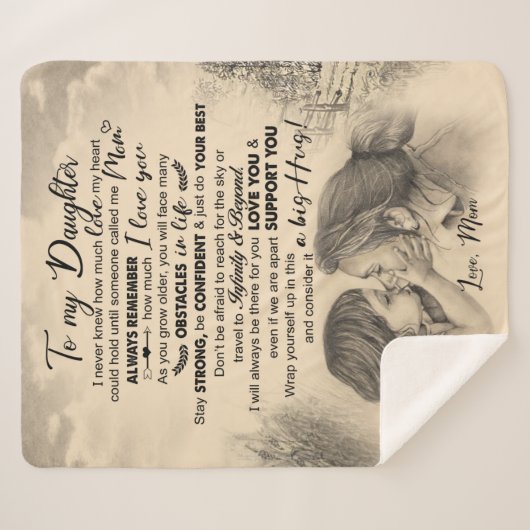 母パーソナライズされたからの娘への手紙 シェルパブランケット (正面(横))