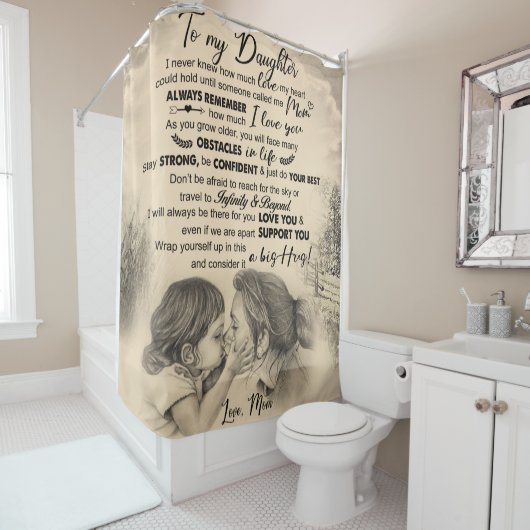 母パーソナライズされたからの娘への手紙 シャワーカーテン (インサイチュ)