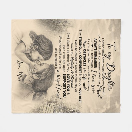 母パーソナライズされたからの娘への手紙 フリースブランケット (正面(横))