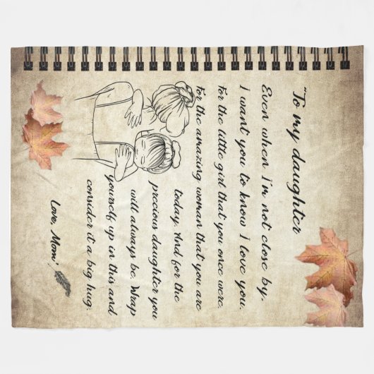 母パーソナライズされたからの娘への手紙 フリースブランケット (正面(横))