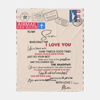 母パーソナライズされたからの息子への手紙 フリースブランケット