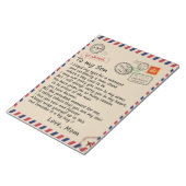 母パーソナライズされたからの息子への手紙、航空便 ノートパッド (アングル)