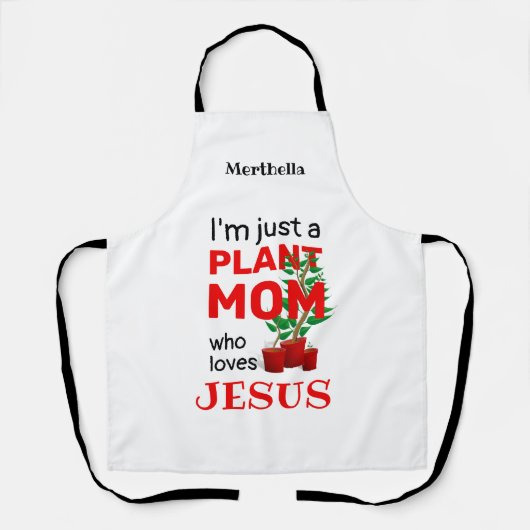 母パーソナライズされたがイエスを愛する植物 エプロン (正面)
