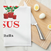 母パーソナライズされたがイエスを愛する植物 キッチンタオル (四つ折り)