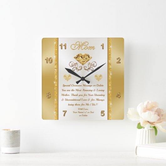 母パーソナライズされたに美しい贈り物，ママ時計 スクエア壁時計 (ホーム)
