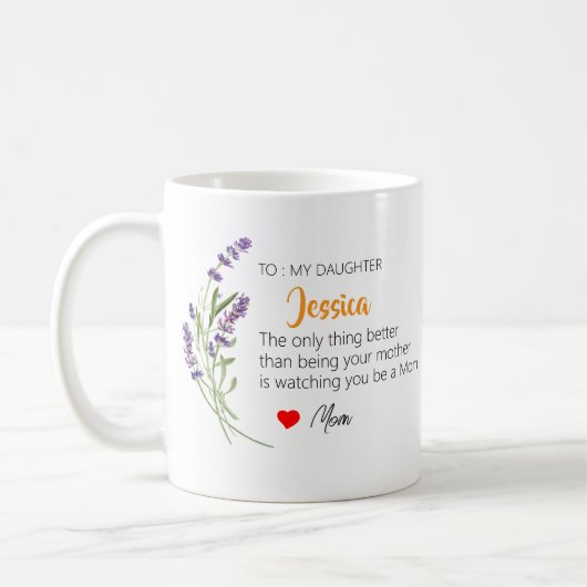 母パーソナライズされたの娘への贈り物 コーヒーマグカップ (左)