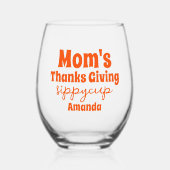 母パーソナライズされたの感謝祭シッピーカップ ステムなしワイングラス (正面)