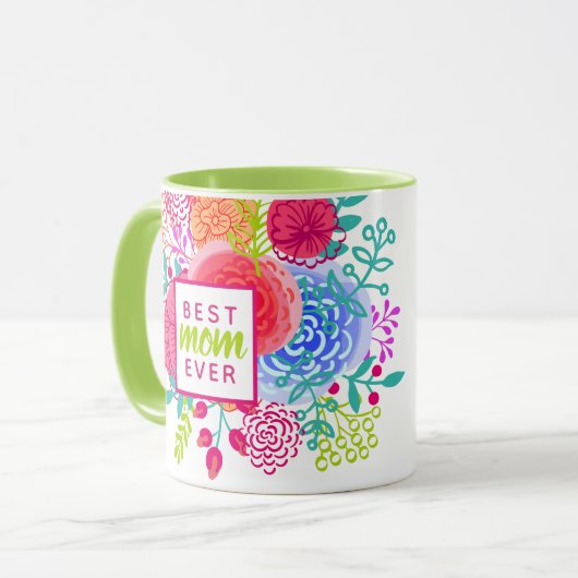 母パーソナライズされたの日お母さ最高のんフローラ マグカップ (正面左)
