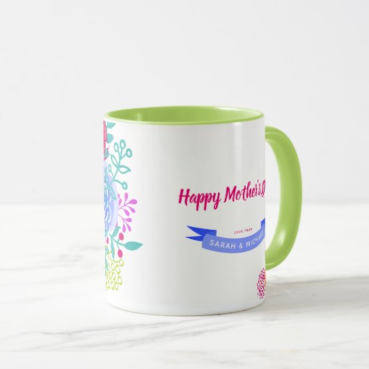 母パーソナライズされたの日お母さ最高のんフローラ マグカップ (正面右)