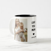 母パーソナライズされたの日が母を愛する ツートーンマグカップ (正面左)