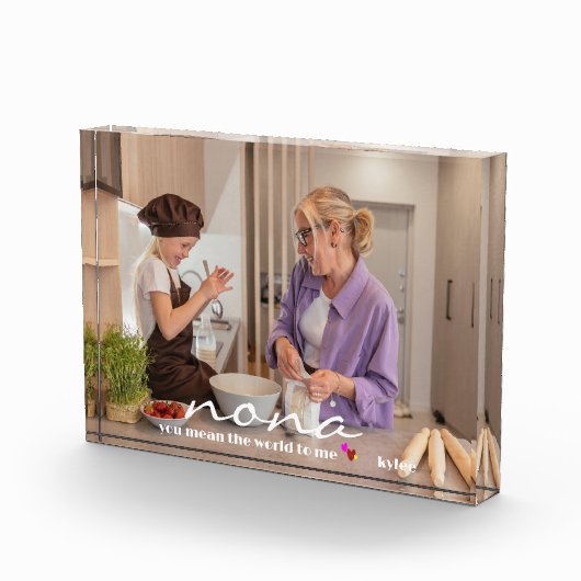 母パーソナライズされたの日のガラスのブロック写真枠 フォトブロック (右)