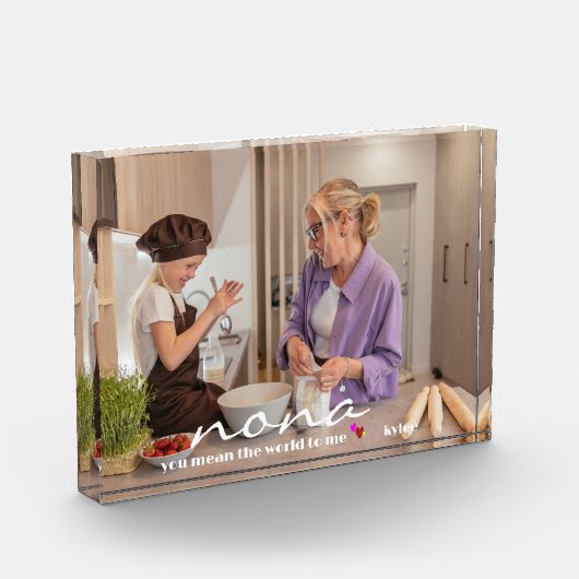 母パーソナライズされたの日のガラスのブロック写真枠 フォトブロック (左)