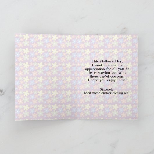 母パーソナライズされたの日のクーポン カード (内部)
