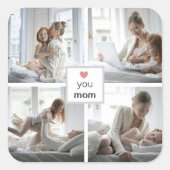 母パーソナライズされたの日のステッカー愛 スクエアシール (正面)