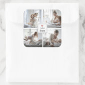 母パーソナライズされたの日のステッカー愛 スクエアシール (バッグ)