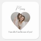 母パーソナライズされたの日のステッカー(ハート写真) スクエアシール (正面)