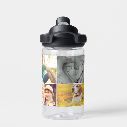母パーソナライズされたの日の写真カスタムコラージュ ウォーターボトル (背面)