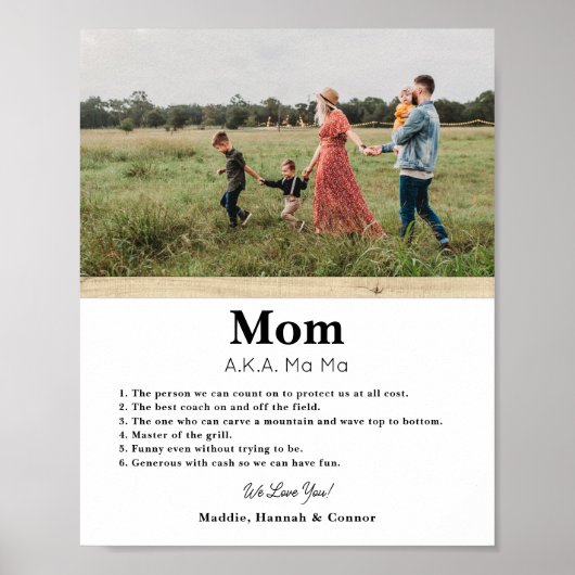 母パーソナライズされたの日の写真ギフト ポスター (正面)